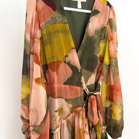 Anthropologie Hutch Floral Geo Wrap Maxi Dress XL - Picture 3 of 7